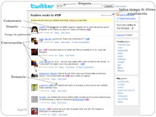 Etiqueta
                                                                  Indica tiempo de última
                                                                        actualización

 Comentario
   Usuario

  Tiempo de publicación


Conversación




       Denuncia




            Ángel Páez - vicepresidencia@invecom.org
 
