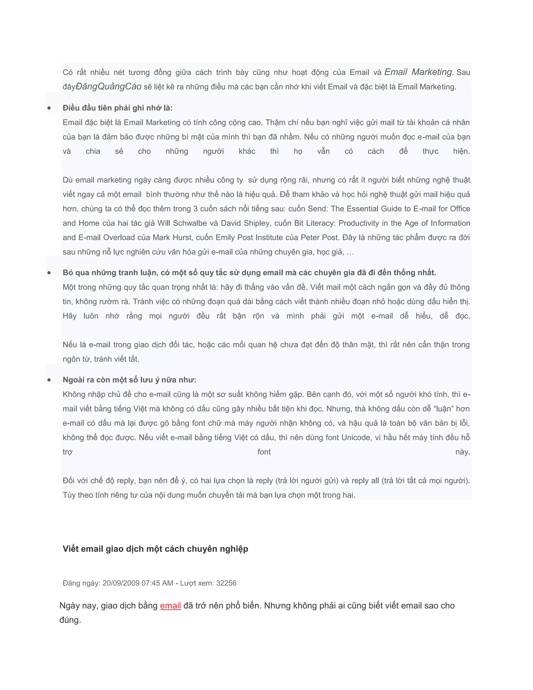 Nghe thuat viet mail | DOCX