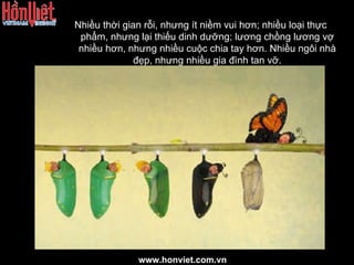 Nhiều thời gian rỗi, nhưng ít niềm vui hơn; nhiều loại thực phẩm, nhưng lại thiếu dinh dưỡng; lương chồng lương vợ nhiều hơn, nhưng nhiều cuộc chia tay hơn. Nhiều ngôi nhà đẹp, nhưng nhiều gia đình tan vỡ. www.honviet.com.vn 