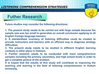 Nghien cuu khoa hoc - Listening Comprehension Strategies | PPTX