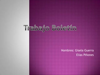 Trabajo Boletín  Nombres: Gisela Guerra                    Elias Piñones  