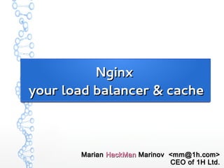 NginxNginx
your load balancer & cacheyour load balancer & cache
MarianMarian HackManHackMan Marinov <mm@1h.com>Marinov <mm@1h.com>
CEO of 1H Ltd.CEO of 1H Ltd.
 