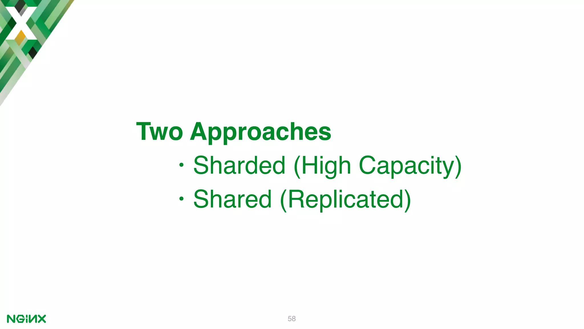 58 Two Approaches • Sharded (High Capacity) • Shared (Replicated) 