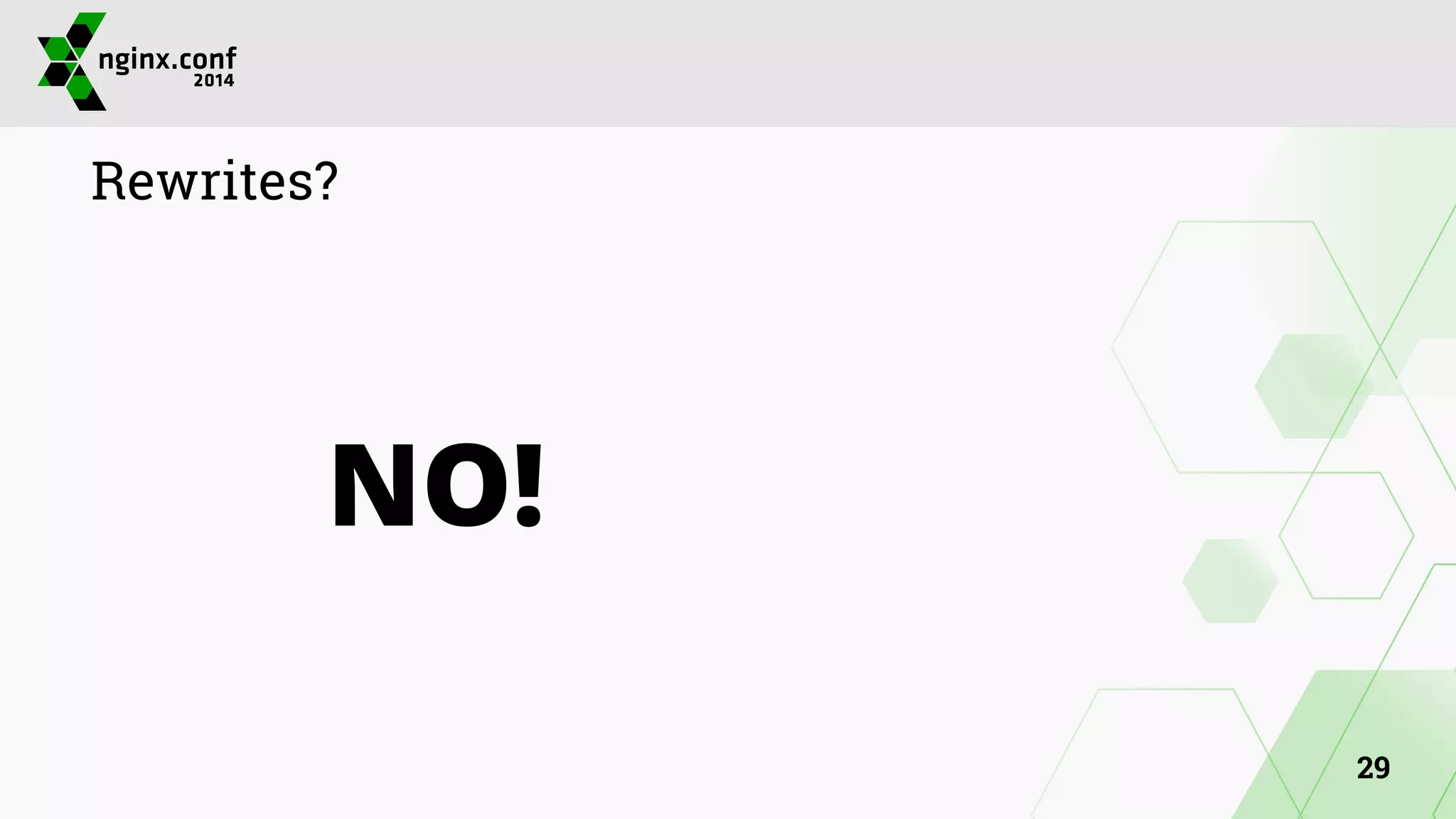 Rewrites? 
! 
NO! 
29 
 