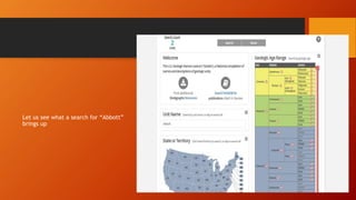 Let us see what a search for “Abbott”
brings up
 