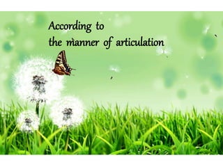 According to
the manner of articulation
 
