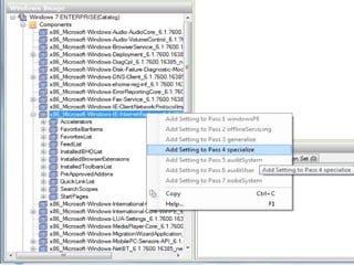 Passes - offlineServicingApplies updates to a Windows 7 image. Also applies packages, including software fixes, language packs, and other security updates.