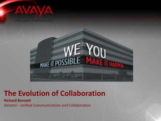 The Evolution of Collaboration
Richard Bennett
Director - Unified Communications and Collaboration
 