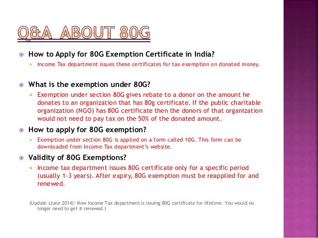 certificate apply 80g Organization Non Governmental (NGO)