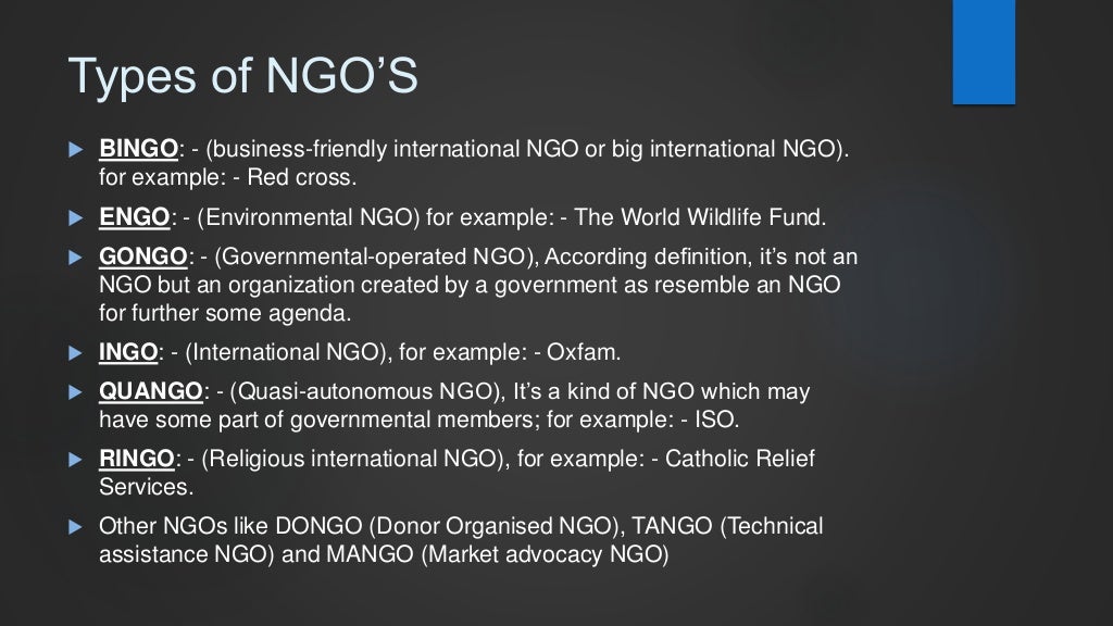 Non Governmental Organisations NGOs 