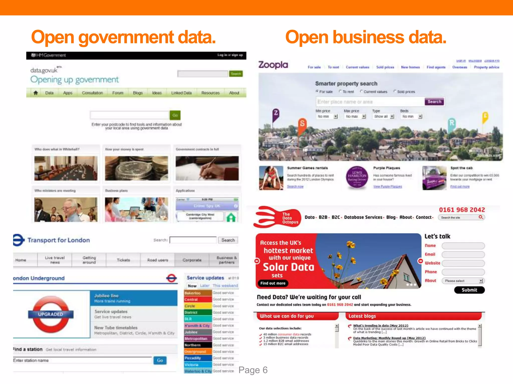 Page 6
Open government data. Open business data.