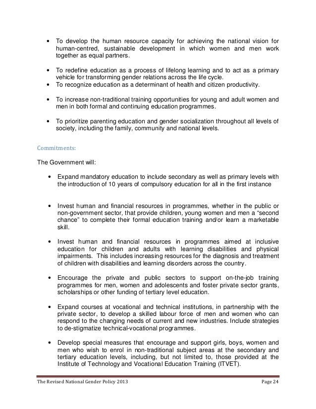 The Revised National Gender Policy part 2