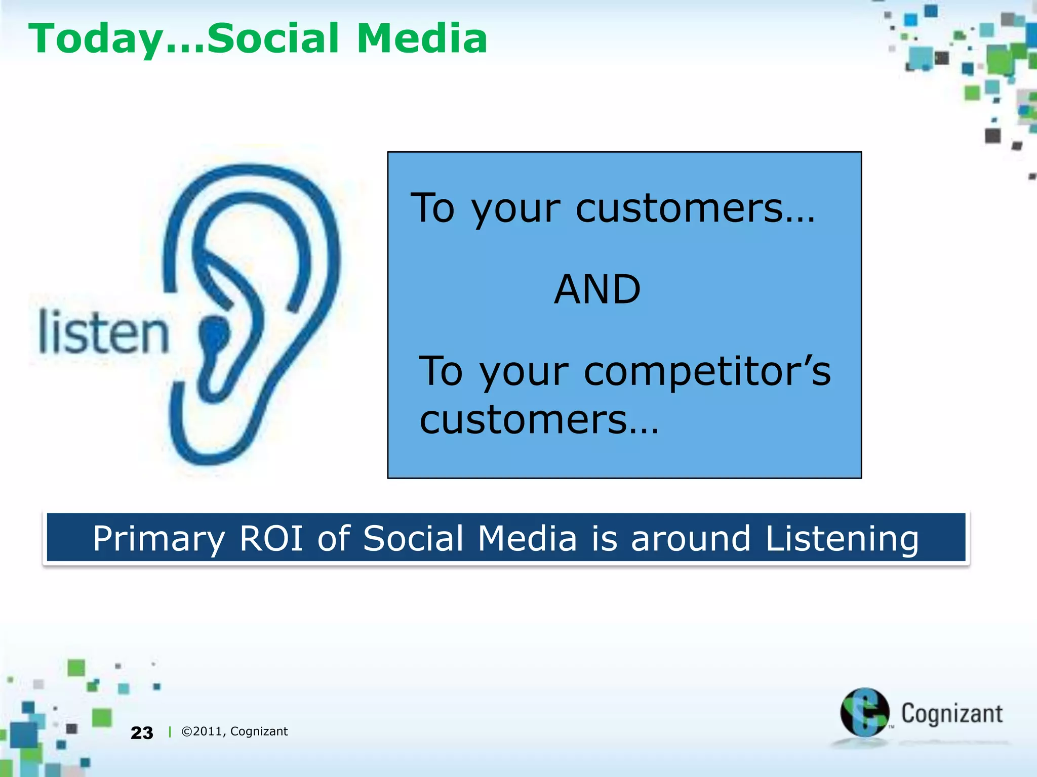 Today..Mobile DevicesIs a terrific marketing channel18Location-Based OffersCustomer retention is 2.7x better with push-notification;Apps are opened up to 228% more (Mobclix)Revenues from mobile location-based services could grow to more than $12.7 billion by 2014 (Juniper Research)