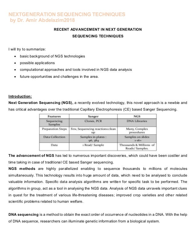 next generation sequencing recent