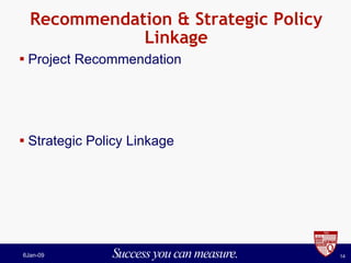 Recommendation & Strategic Policy Linkage Project Recommendation Strategic Policy Linkage 