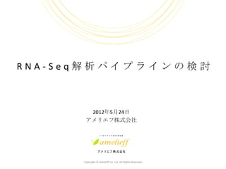 RNA-Seq解析パイプラインの検討



          2012年5月24日
         アメリエフ株式会社




      Copyright © Amelieff Co. Ltd. All Rights Reserved
 