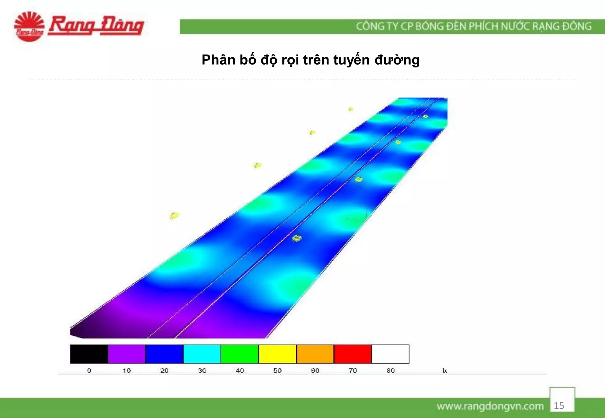 15
Phân bố độ rọi trên tuyến đường
 