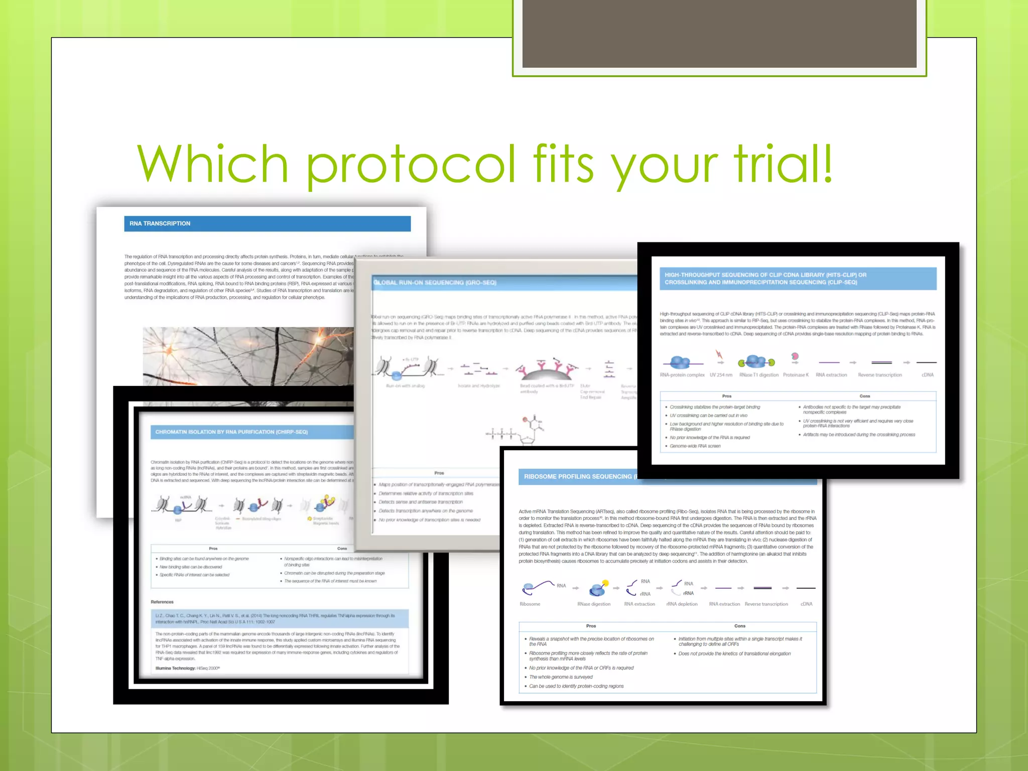 Which protocol fits your trial!