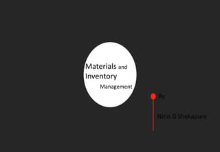 Materials and
Inventory
Management
Nitin G Shekapure
By
 