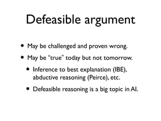 Definition: A scientific article is a defeasible argument
for assertions, based on a detailed narrative of
observations, which are reproducible in principle,
supported by exhibited data and supporting methods,
and contextualized with other relevant findings in the
domain. It exists in a complex ecosystem of
technologies, people and activities.
 