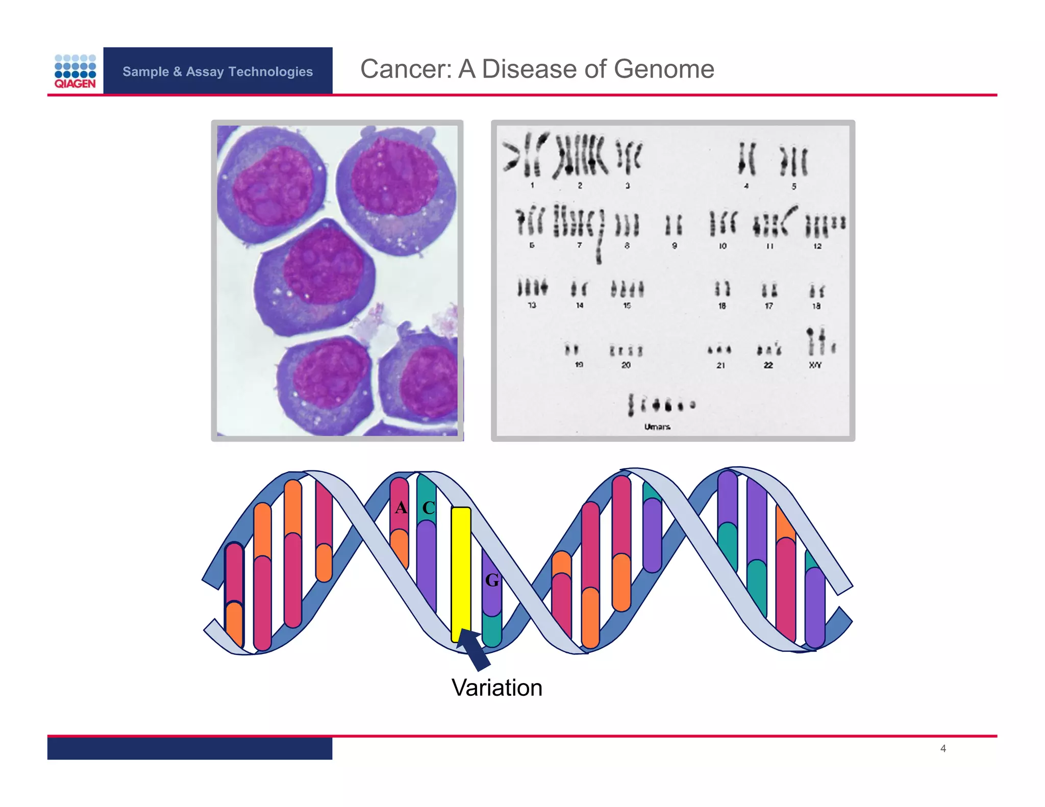 Sample & Assay Technologies
Cancer: A Disease of Genome
A C
T
G
Variation
4