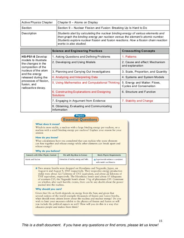 matter section 1 15 of chapter composition Physics NGSS 6/1 Expectation Active by updated Alignment Performance