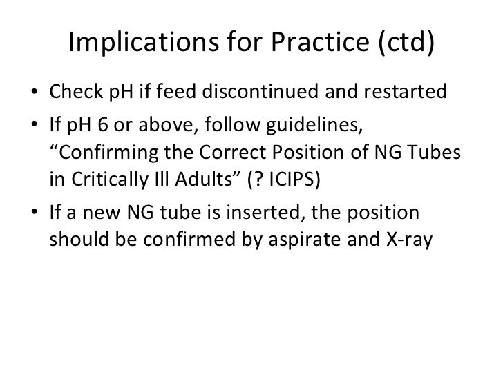 Ng tubes policy and guidelines ICU Adult