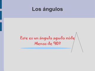 Los ángulos Este es un ángulo agudo mide Menos de 90º 