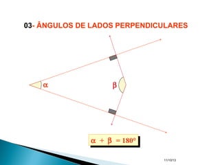 11/10/13
α + β = 180°α + β = 180°
α β
03- ÂNGULOS DE LADOS PERPENDICULARES
 