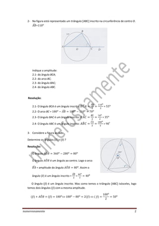 Ângulos - exercícios resolvidos | PDF