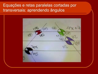 Equações e retas paralelas cortadas por
transversais: aprendendo ângulos
 