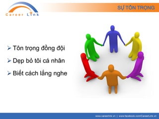 SỰ TÔN TRỌNG
 Tôn trọng đồng đội
 Dẹp bỏ tôi cá nhân
 Biết cách lắng nghe
 