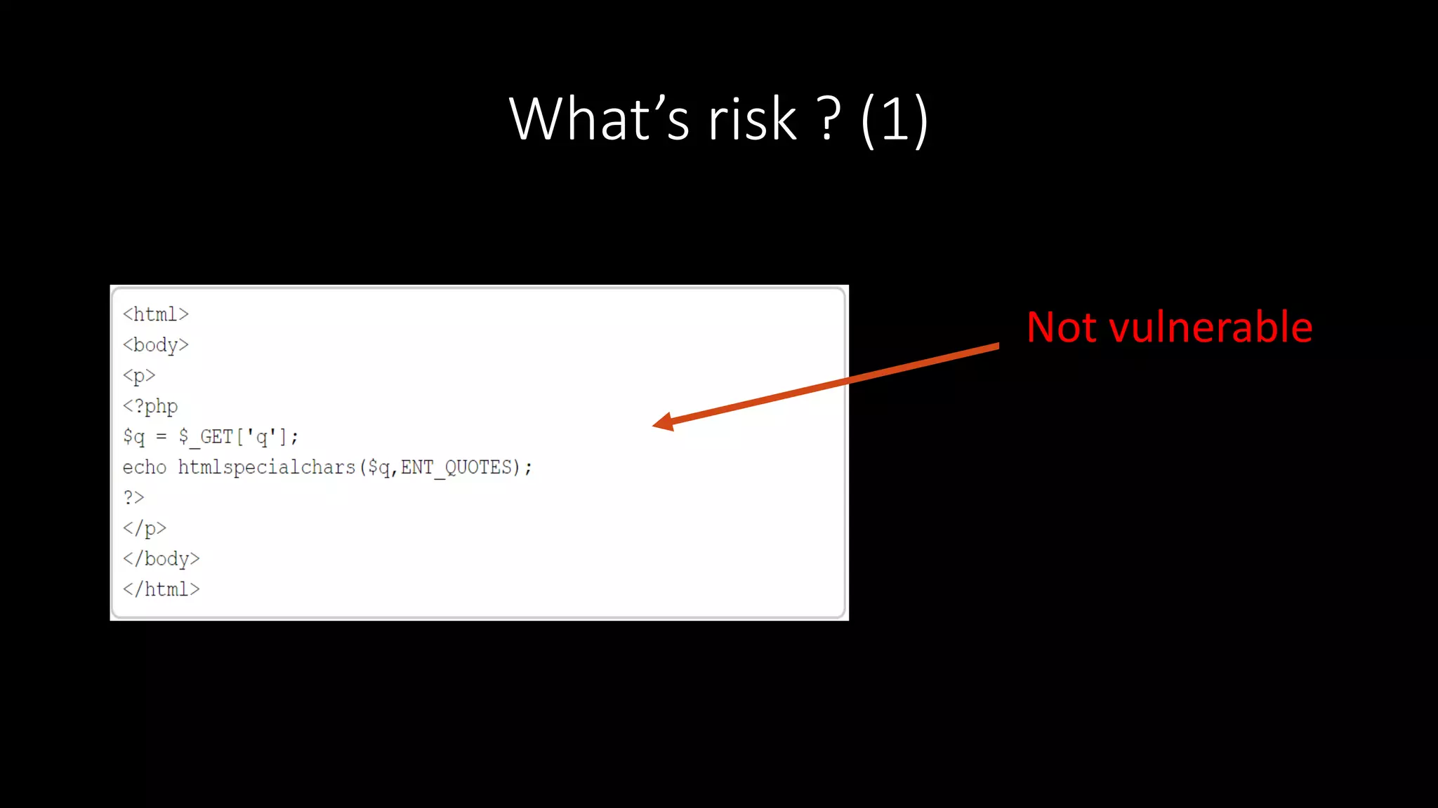 What’s risk ? (1)
Not vulnerable
 