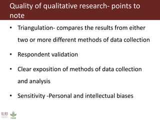 Assessing quality and bias in studies