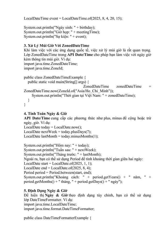 Ngày & Giờ (Date & Time) trong Java | API Date/Time | DOCX