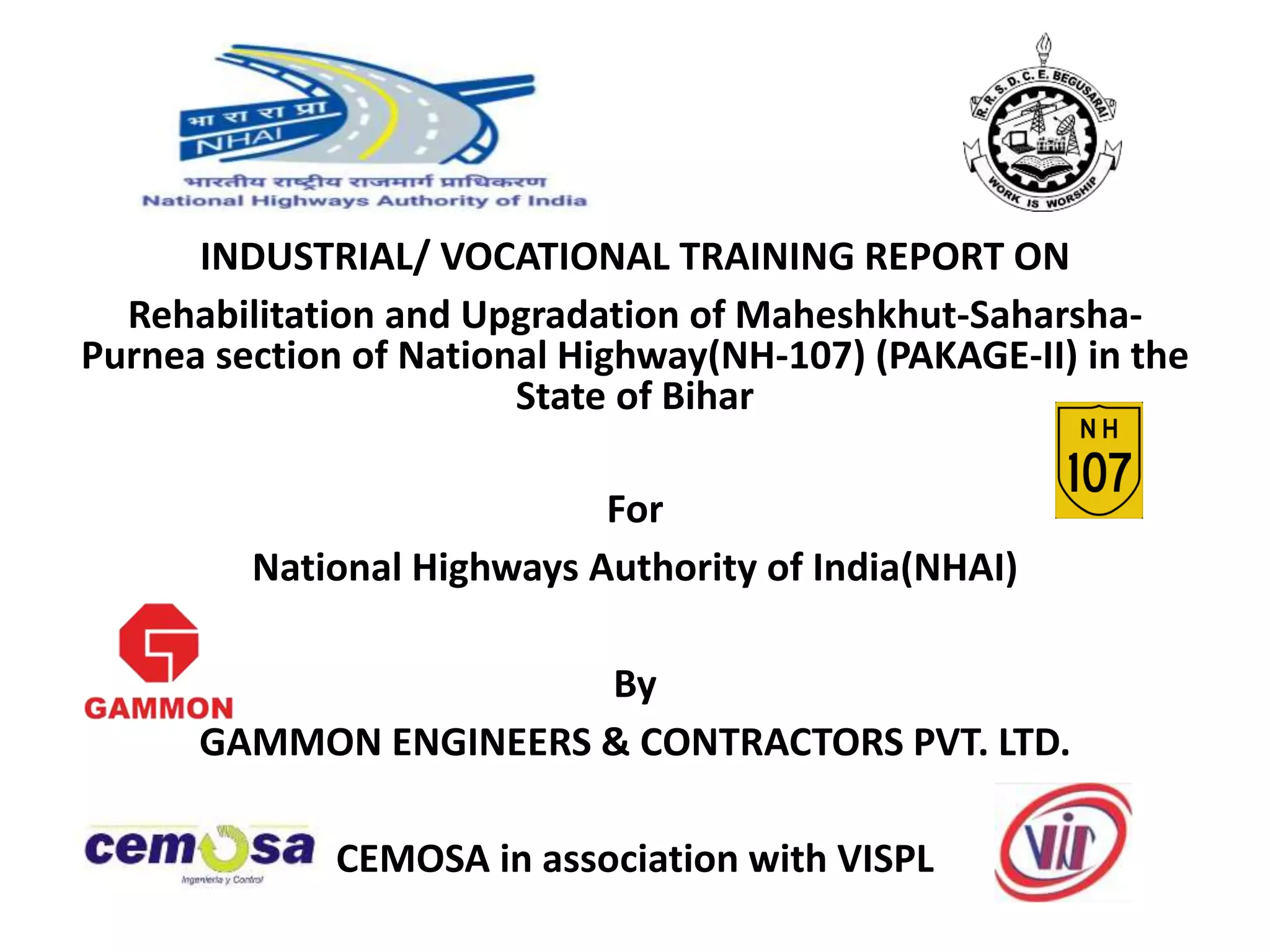 Training project report NHAI by Amit Kumar PPT