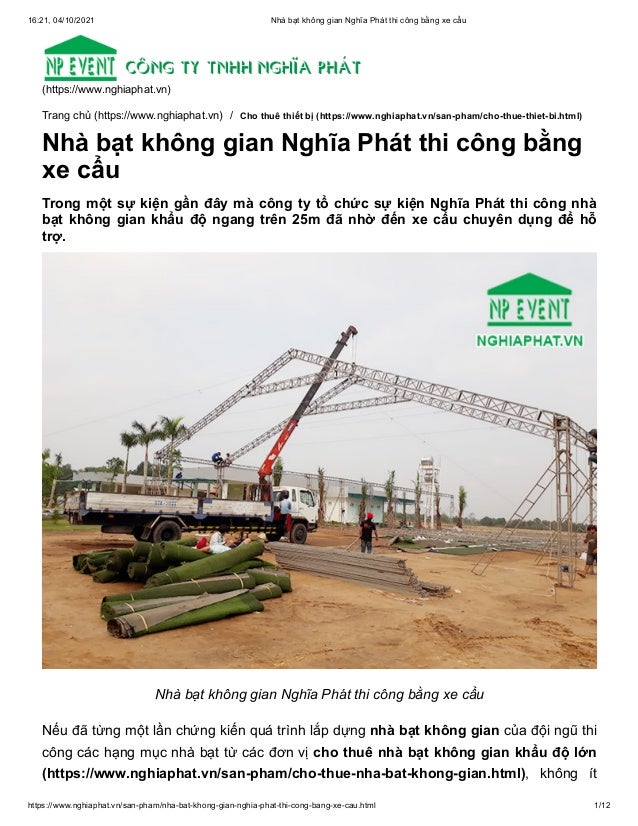 Nhà bạt không gian Nghĩa Phát thi công bằng xe cẩu 2 nh bt khng gian ngha pht thi cng bng xe cu 1 638