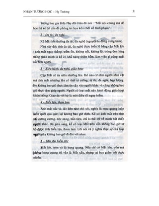 NHAÂN TÖÔÙNG HOÏC – Hy Tröông   31
 