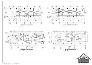 A A' B C D
1
2
3734050
3594148
104
204
600 1313 709 958 3720 2600 3600 1400
600 2980 3720 2600 5000
14300
4050
600 2980 3720 2600 3600 1400
1
1
2
2
33 61
Ø10a150
43
Ø8a180
43
Ø8a180
01
Ø10a150
01
Ø10a150
62
Ø10a150
02
Ø10a150
32
Ø8a180
21
Ø8a180
01
Ø10a150
01
Ø10a150
45
Ø8a180
61
Ø10a150
61
Ø10a150
09Ø8a120
--
A A' B C D
1
2
3734050
3594148
104
204
600 1313 709 958 3720 2600 3600 1400
600 2980 3720 2600 5000
14300
4050
600 2980 3720 2600 3600 1400
Cầu thang
Thôngtầng
02
Ø10a150
109
Ø8a180
109
Ø8a180
69
Ø10a150
69
Ø10a150
03
Ø10a150
70
Ø10a150
99
Ø8a180
88
Ø8a180
69
Ø10a150
69
Ø10a150
110
Ø8a180
02
Ø10a150
88
Ø8a180
15Ø8a200
44
55
62
Ø10a150
33
Ø8a200
54 Ø10a180
A A' B C D
1
2
3734050
3594148
104
204
600 1313 709 958 3720 2600 3600 1400
600 2980 3720 2600 5000
14300
4050
600 2980 3720 2600 3600 1400
Cầu thang
Thôngtầng
12992295
BT
11 22
3
3
11
Ø8a180
29
Ø8a180
122
Ø10a150
115
Ø10a150
68
Ø10a150
39
Ø8a200
114
Ø10a150
122
Ø10a150
122
Ø10a150
114
Ø10a150
115
Ø10a150
30 Ø8a180
85Ø8a180
92Ø10a150106Ø8a170
111 Ø8a200
44 Ø8a200
121
Ø10a150
101 Ø8a150
A A' B C D
1
2
3734050
3594148
104
204
600 2980 3720 2600 5000
14300
23001750
600 1070 1910 2620 1100 2600 3300 1700
Thôngtầng
600 1313 887 780 2620 1100 2600 5000
1235
1550
44
5
5
6
6
7
7
50
Ø8a150
48
Ø8a150
16
Ø6a180
49
Ø8a150
25
Ø6a180
33
Ø6a200
51 Ø8a200 40 Ø6a200
24
Ø6a200
53 Ø6a150
54 2Ø6
-- ----
52
Ø8a200
TRUNG TÂM ĐỒ HỌA XÂY DỰNG TNX http://bimxaydung.com/
TL: 1 : 100
MẶT BẰNG BỐ TRÍ THÉP SÀN TẦNG 2
1 TL: 1 : 100
MẶT BẰNG BỐ TRÍ THÉP SÀN TẦNG 3, TẪNG 4
2
TL: 1 : 100
MẶT BẰNG BỐ TRÍ THÉP SÀN TẦNG 5
3 TL: 1 : 100
MẶT BẰNG BỐ TRÍ THÉP SÀN MÁI
4
 