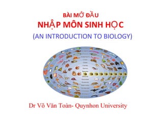 BÀI MỞ ĐẦU  NHẬP MÔN SINH HỌC    (AN INTRODUCTION TO BIOLOGY) Dr Võ Văn Toàn- Quynhon University 