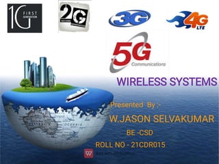 LOGO
Presented By :-
W.JASON SELVAKUMAR
BE -CSD
ROLL NO - 21CDR015
WIRELESS SYSTEMS
 