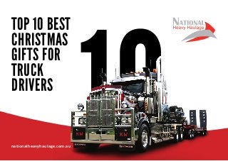 TOP 10 BEST
CHRISTMAS
GIFTS FOR
TRUCK
DRIVERS

nationalheavyhaulage.com.au

 
