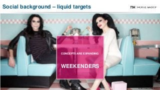CONCEPTS ARE EXPANDING
WEEKENDERS
© NH Hotel Group 2017
Social background – liquid targets
 