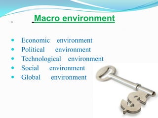 Macro environment






Economic environment
Political environment
Technological environment
Social environment
Global environment

 