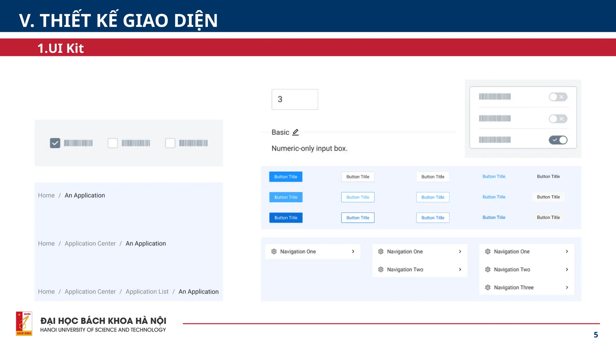 5
1.UI Kit
V. THIẾT KẾ GIAO DIỆN
 