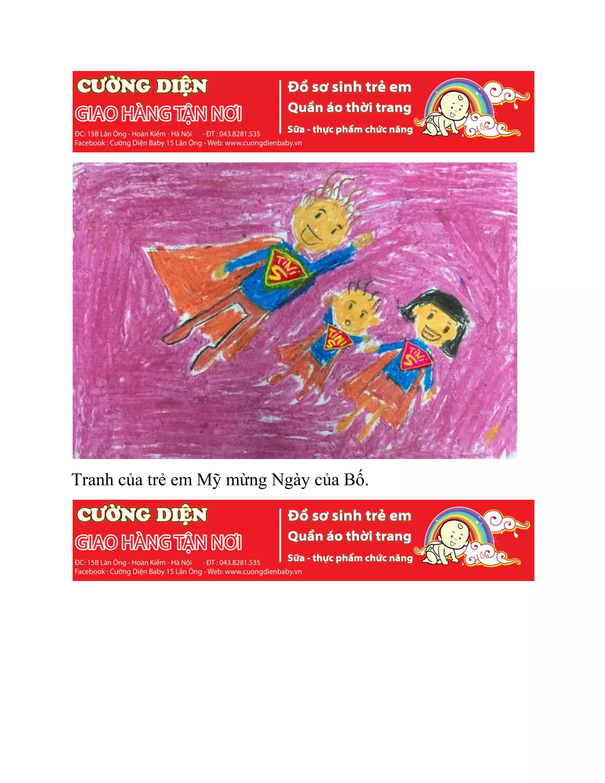 Tranh của trẻ em Mỹ mừng Ngày của Bố.
 