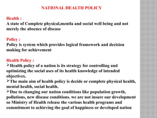 Social Pharmacy: National Health Policy program | PPTX