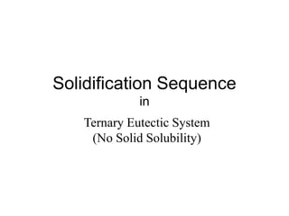 Solidification Sequence
in
Ternary Eutectic System
(No Solid Solubility)
 