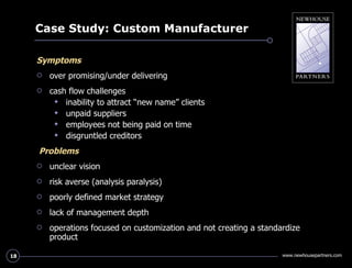 Case Study: Custom Manufacturer <ul><li>Symptoms </li></ul><ul><li>over promising/under delivering </li></ul><ul><li>cash ...