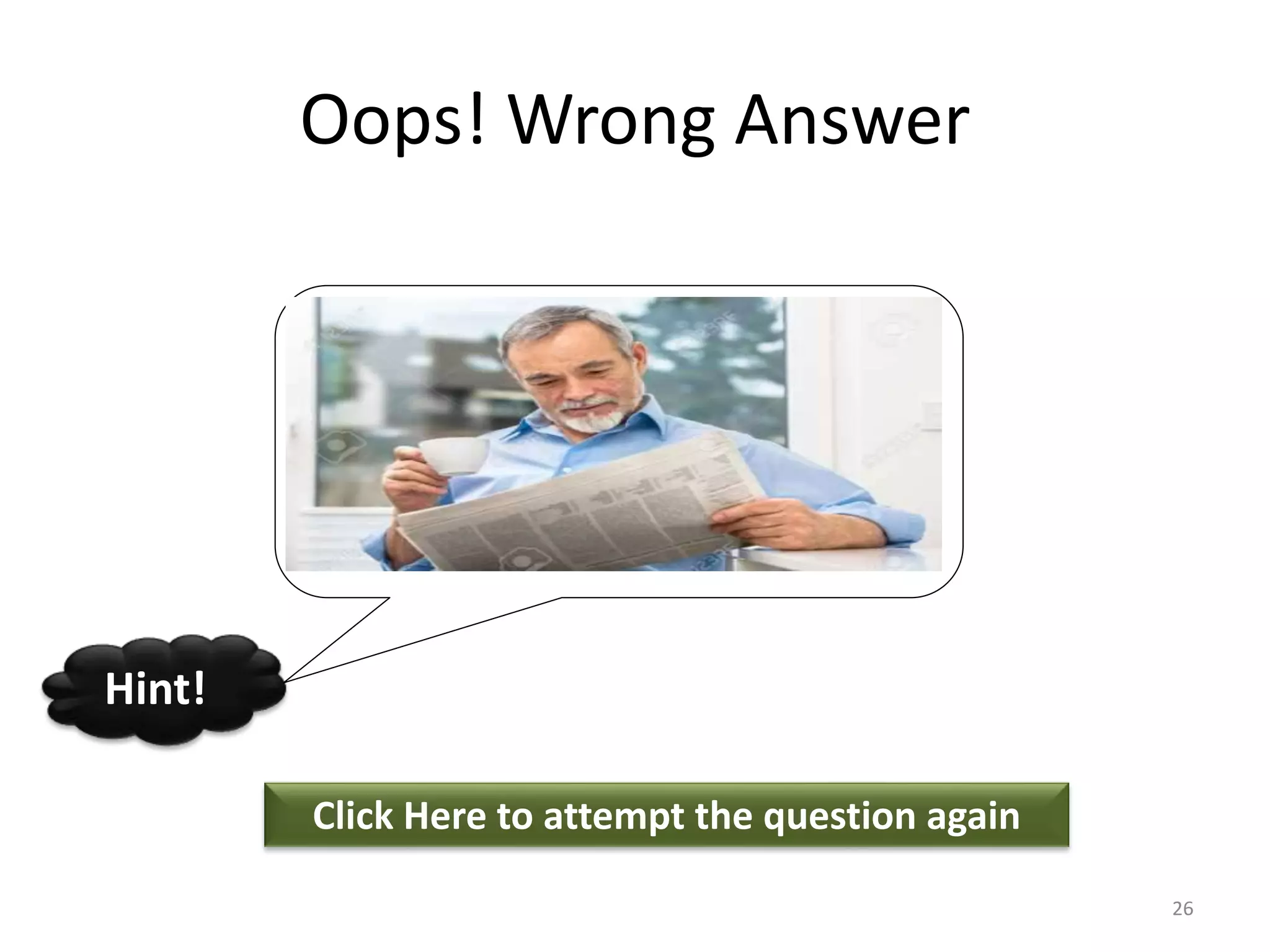 Oops! Wrong Answer
Click Here to attempt the question again
Hint!
26
 